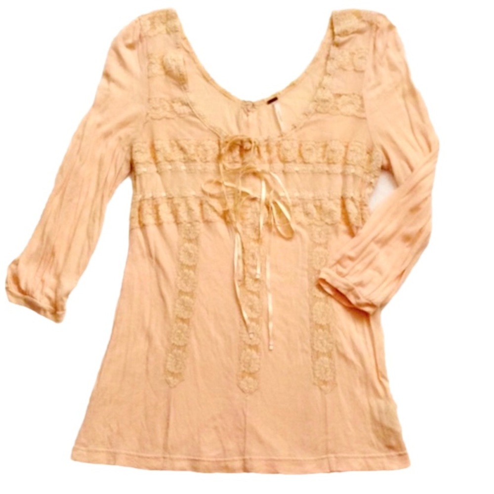 Free People Boho Lace Top Peach sz large